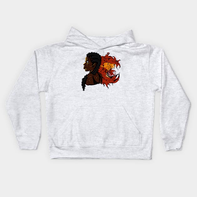 African Royalty and a beast Kids Hoodie by LaTresha Draws